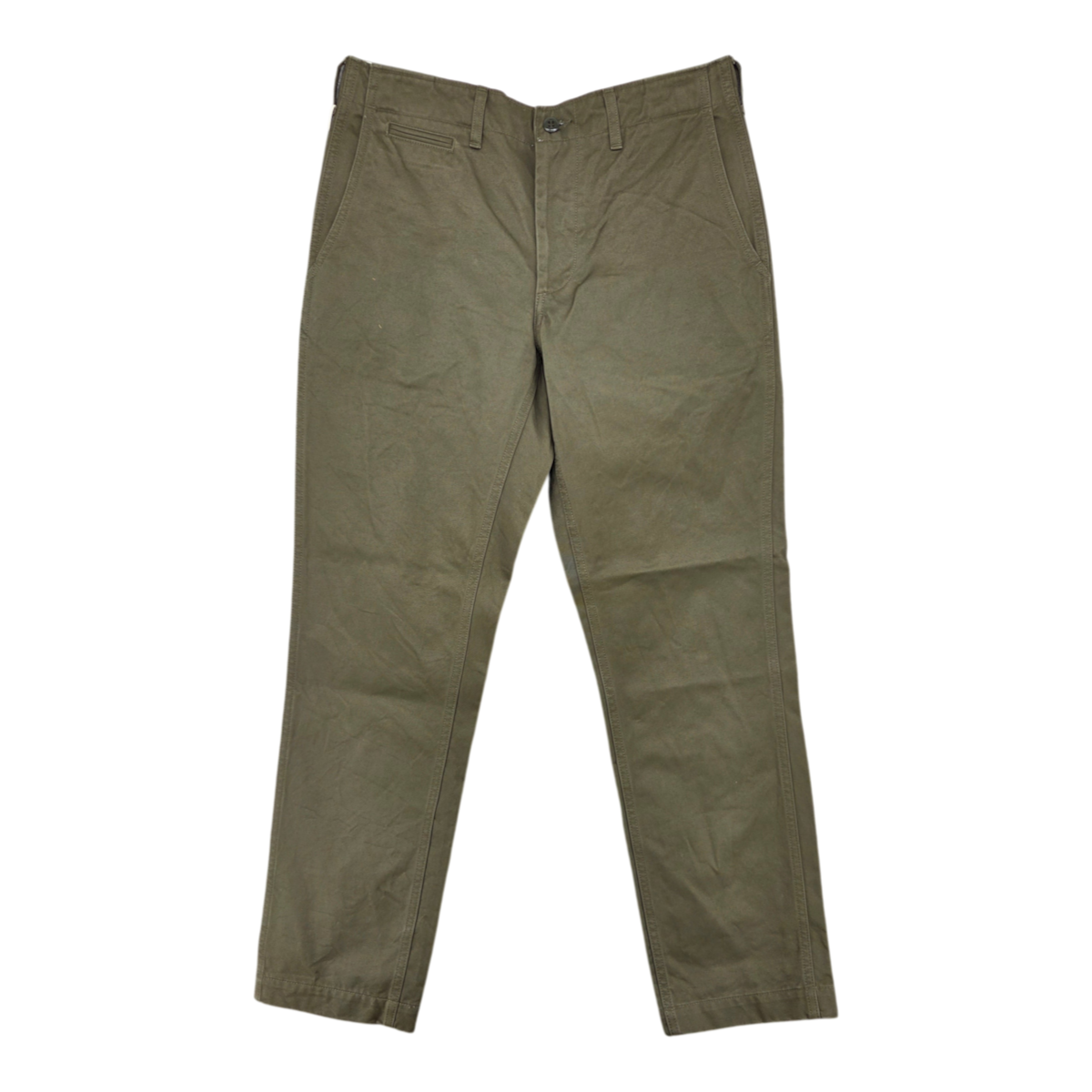 MILWORKS F0514 U.S Officer Chino trousers in olive green, featuring a structured military-inspired workwear design.