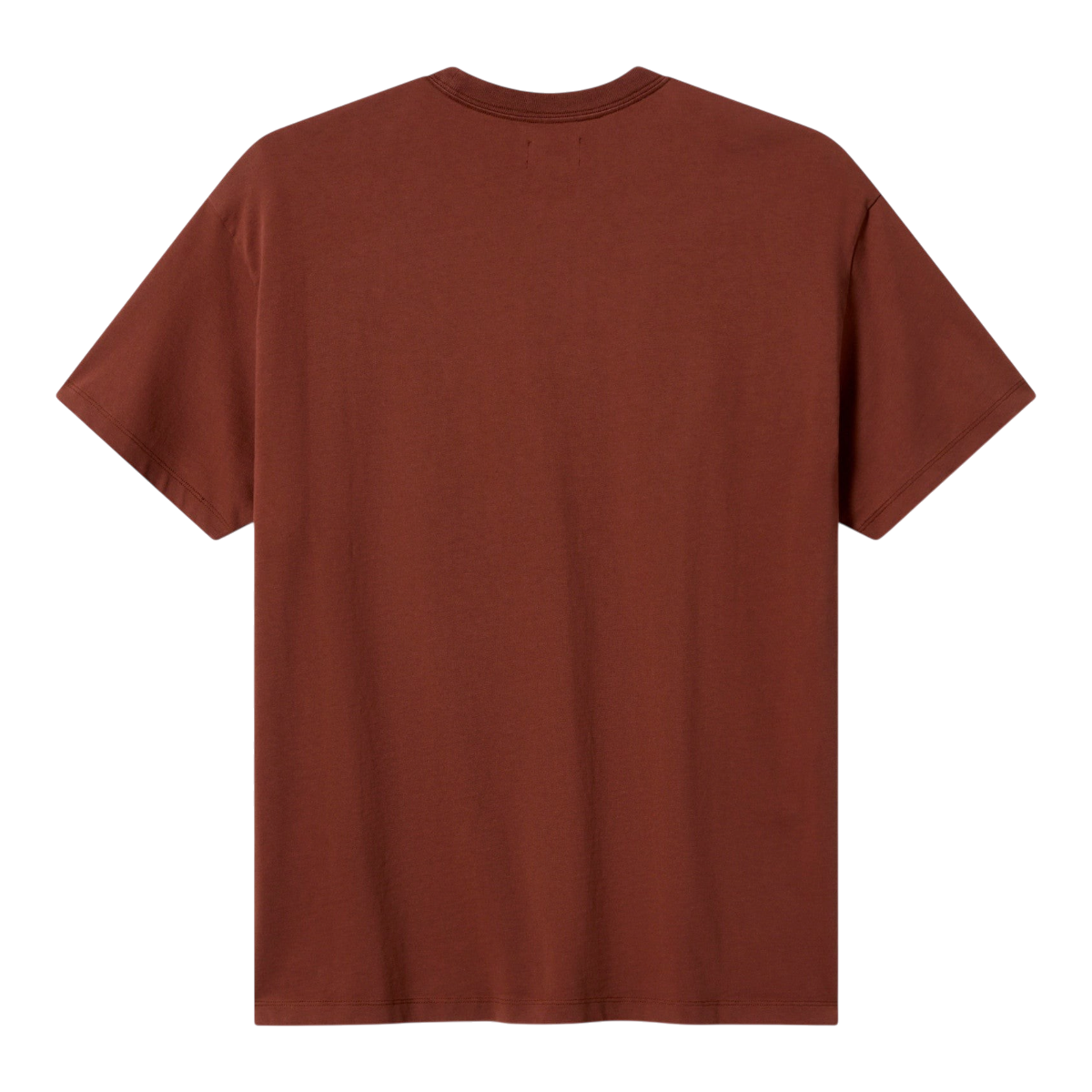 MILWORKS Originals Standard Knit Tee in oxidized iron brown, showing the clean, plain back view of the cotton shirt.