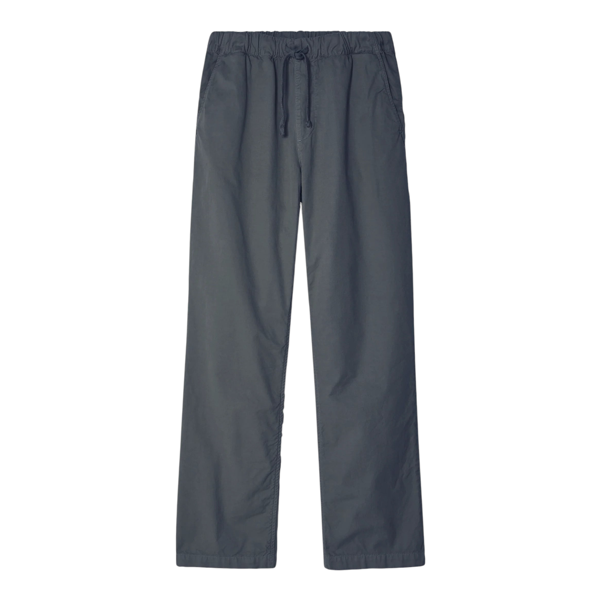MILWORKS pavement grey cotton twill chino pants with an elastic drawstring waistband and a relaxed tapered fit.