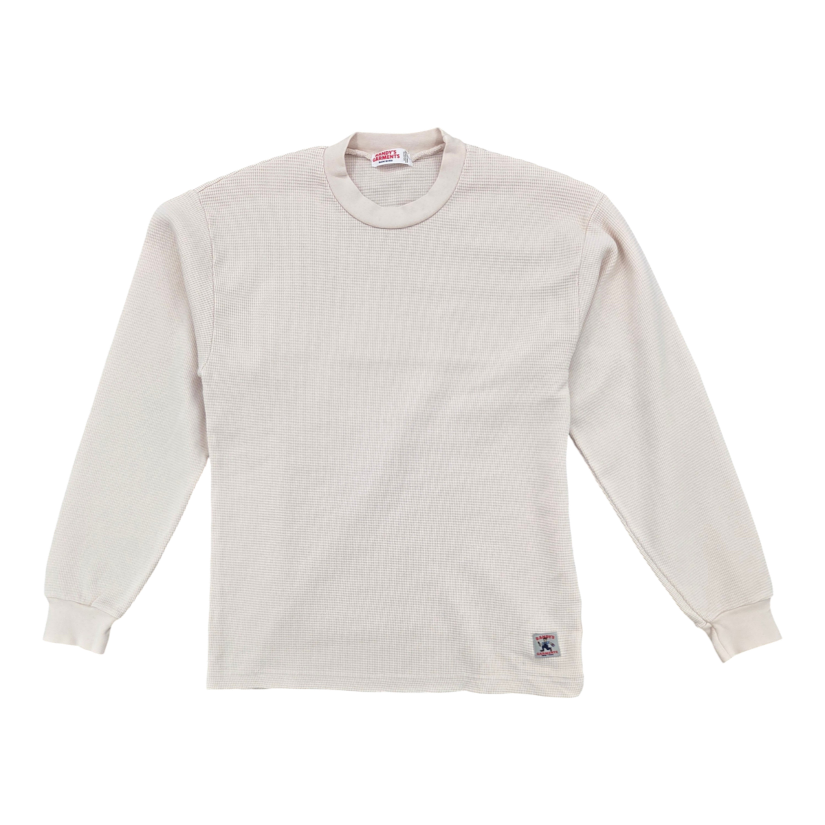MILWORKS Randy's Garments heavyweight thermal crewneck shirt in natural waffle-knit cotton with ribbed cuffs