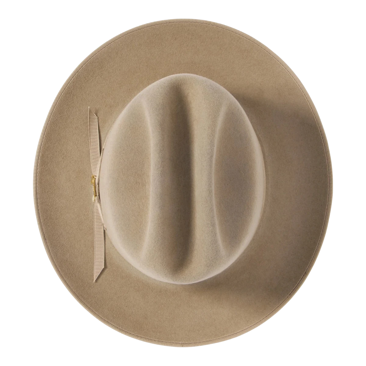 MILWORKS Stetson Open Road 6X USA 250 Edition fawn fur felt hat with cattleman crown and grosgrain band top view