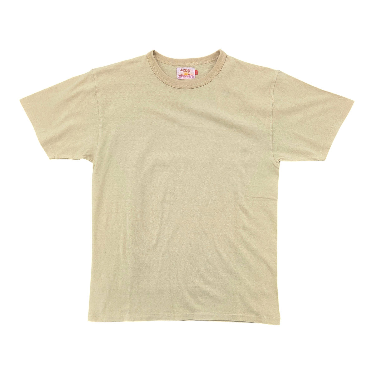 MILWORKS Sunray Sportswear Haleiwa loopwheel t-shirt in dried moss recycled cotton with a durable crew neckline