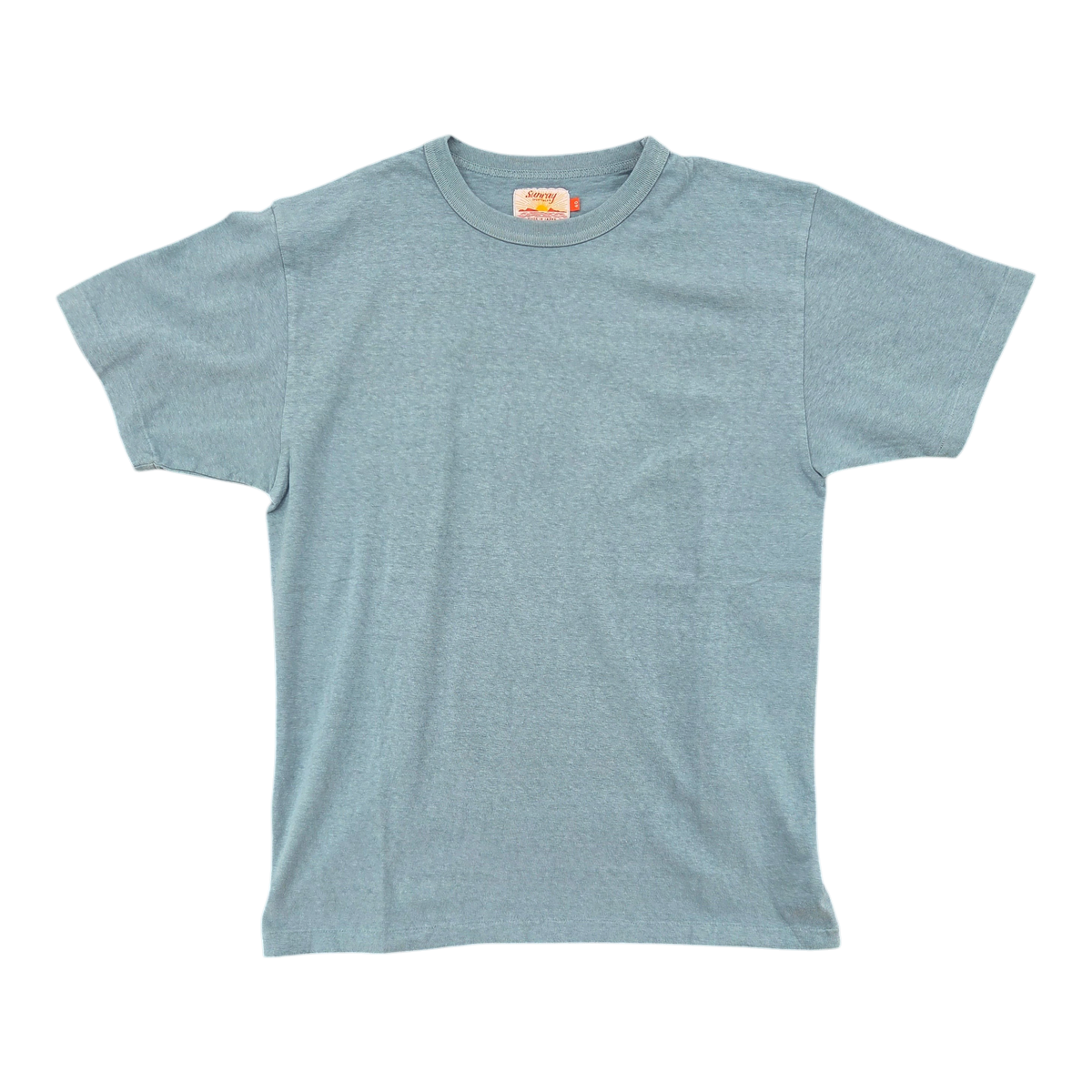 MILWORKS Sunray Sportswear Haleiwa loopwheel t-shirt in smoke blue recycled cotton with a durable crew neckline.