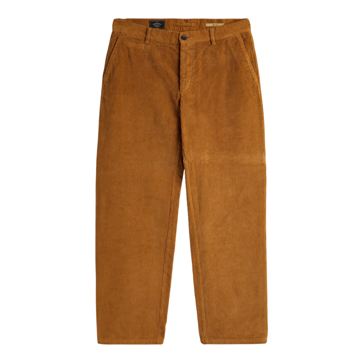 milworks.momrduroy trousers in a warm tan autumn shade featuring a single pleat design and 100% cotton fabric