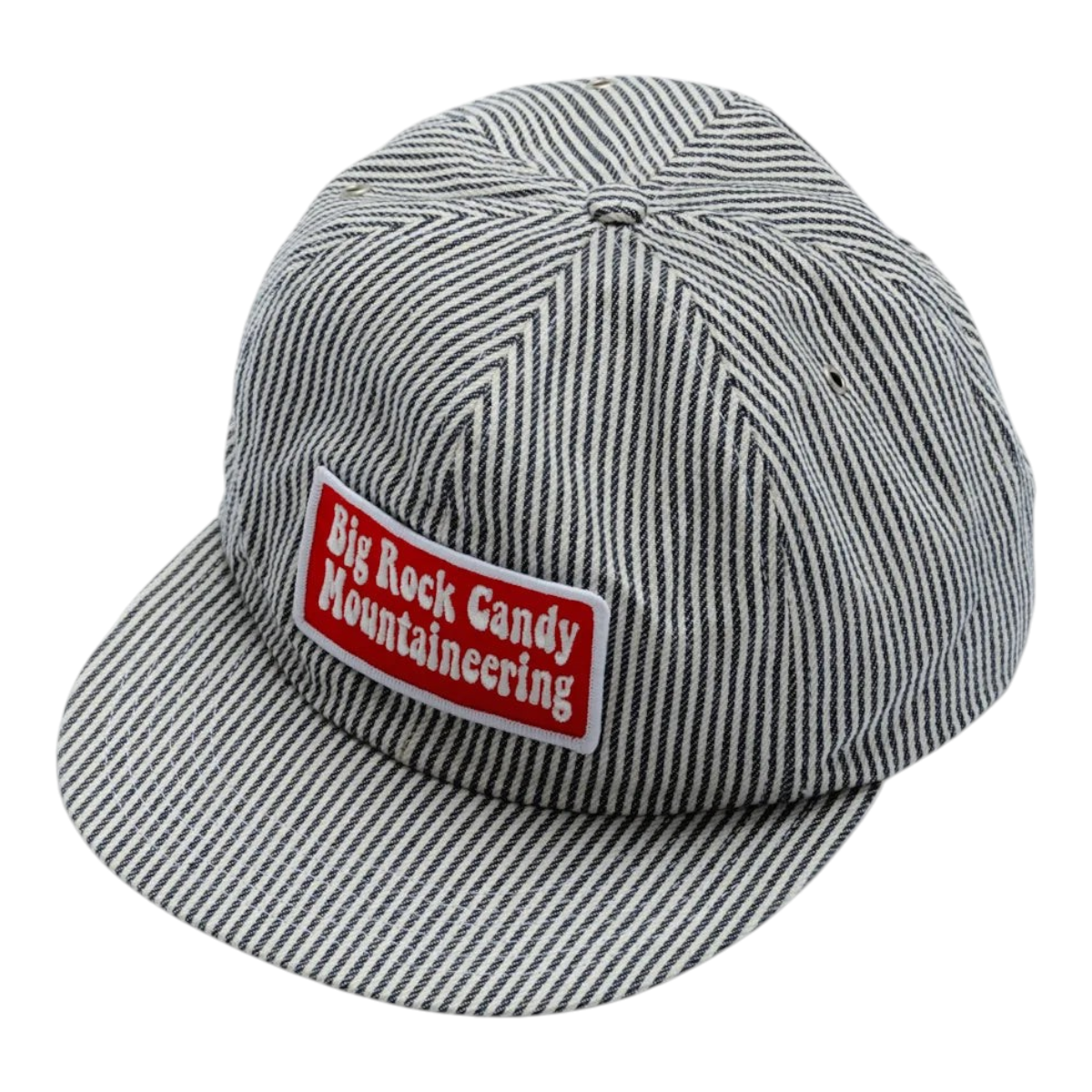 MILWORKS Truckin' Hickory hat in blackberry striped cotton with a vintage soft brim and Big Rock Candy patch