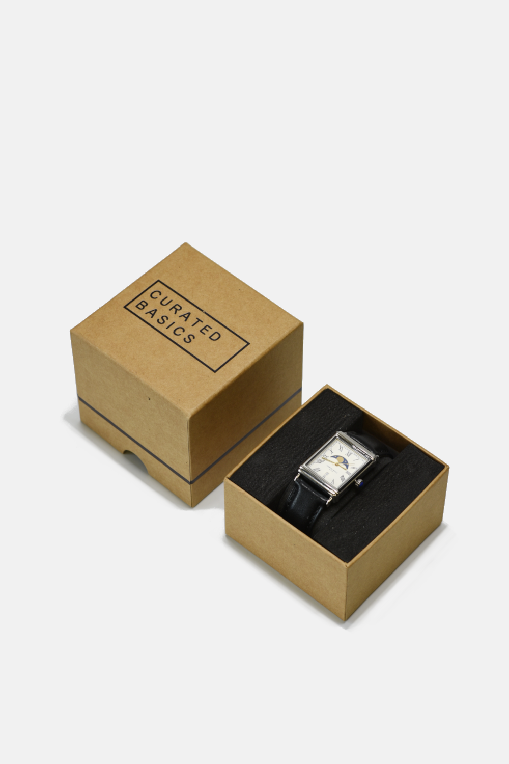 Curated Basics - Moonphase Watch: Black Leather