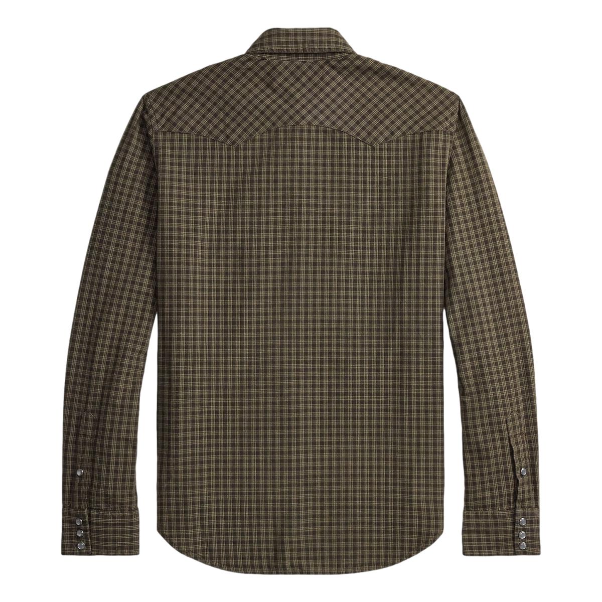 Slim Fit Checked Western Shirt Brown Tan - Shirt