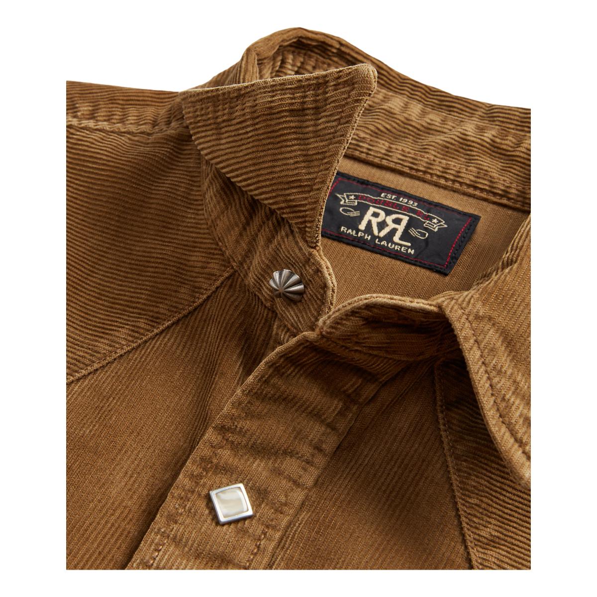 Slim Fit Corduroy Western Shirt Faded Tan - Shirt