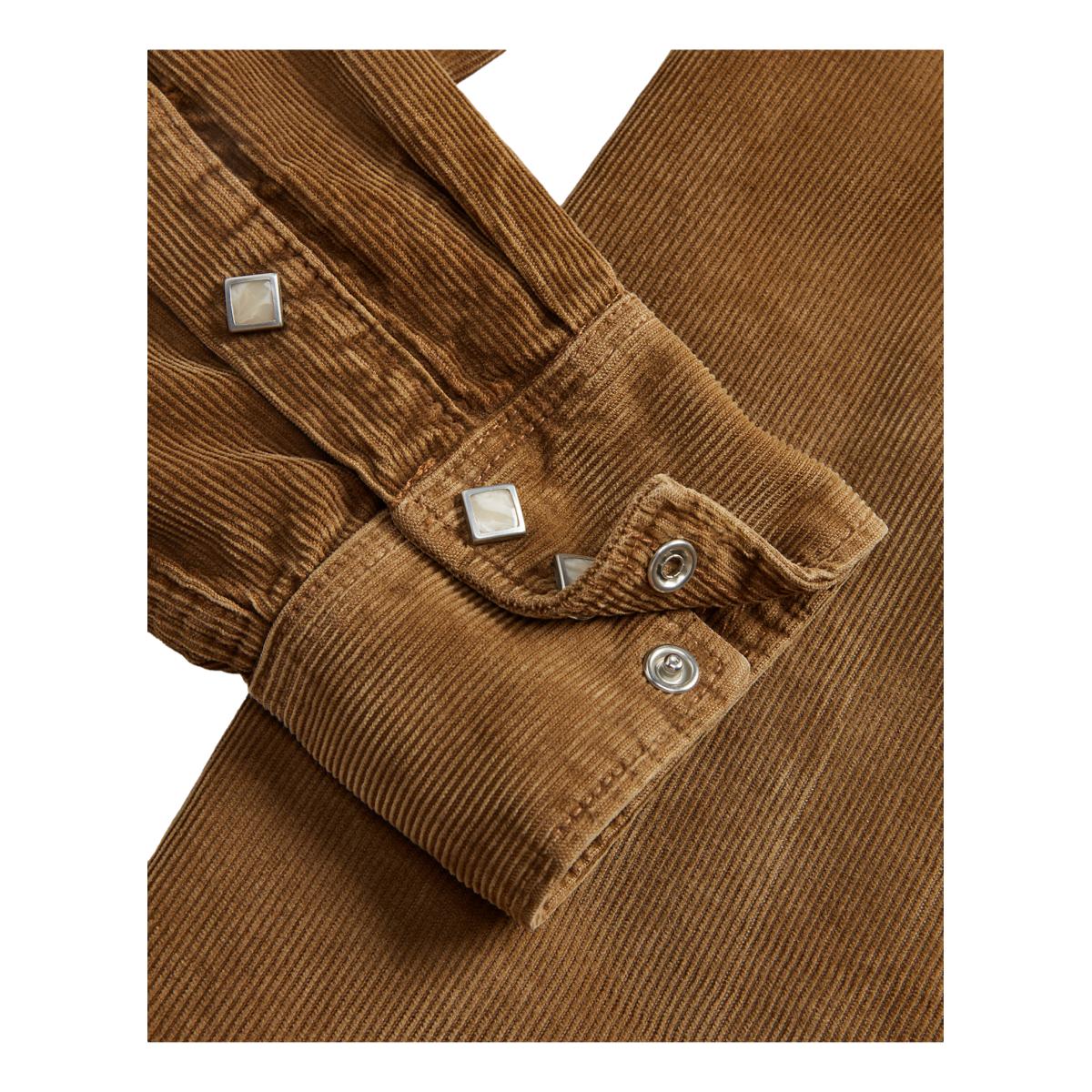 Slim Fit Corduroy Western Shirt Faded Tan - Shirt