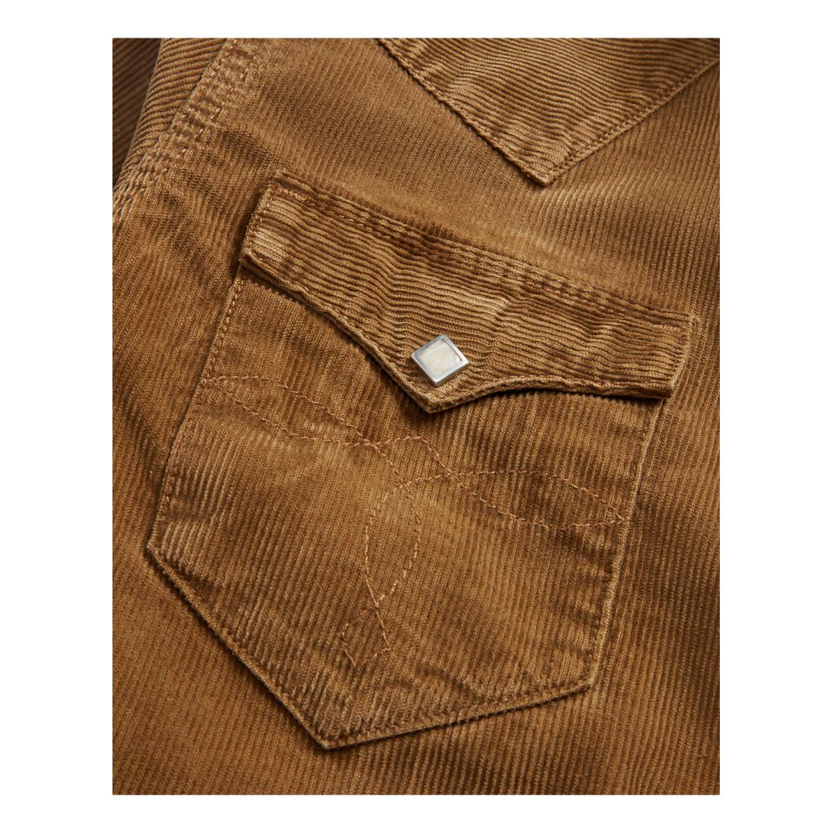 Slim Fit Corduroy Western Shirt Faded Tan - Shirt