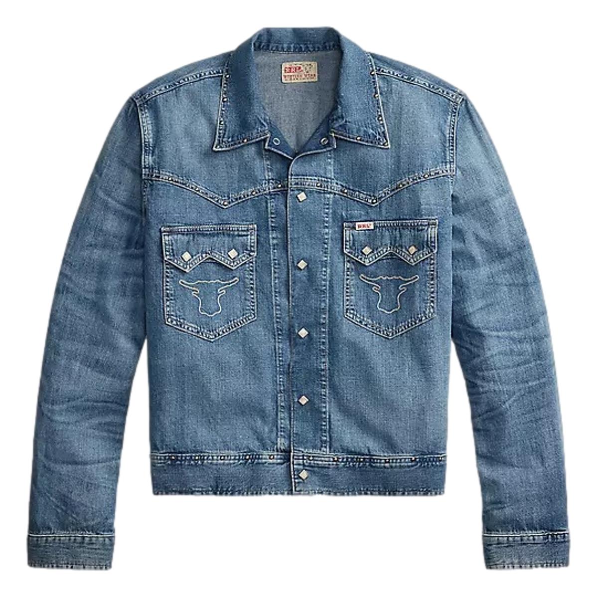 Studded Indigo Denim Jacket Dillon Wash - Shirt Jacket