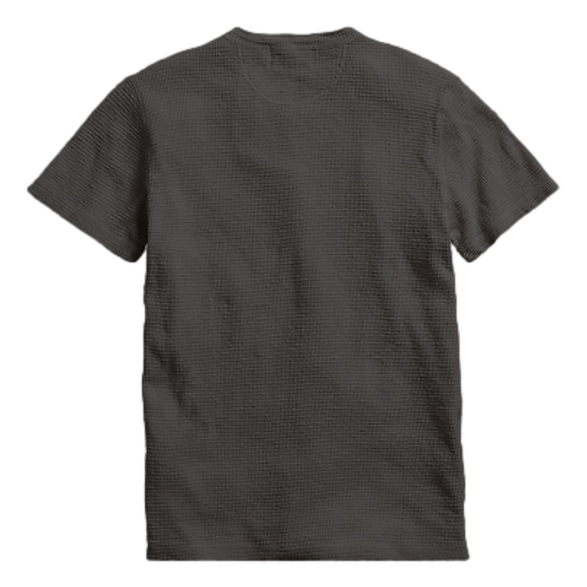 Waffle-Knit Short-Sleeve Henley Shirt Faded Black Canvas -